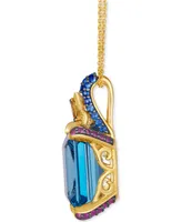 Le Vian Crazy Collection Multi-Gemstone (12-1/2 ct. t.w.) & Diamond (1/10 ct. t.w.) Butterfly 20" Adjustable Pendant Necklace in 14k Gold