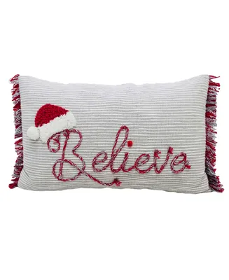 Vibhsa Christmas Pillow for Holidays-Believe, 24" x 14"
