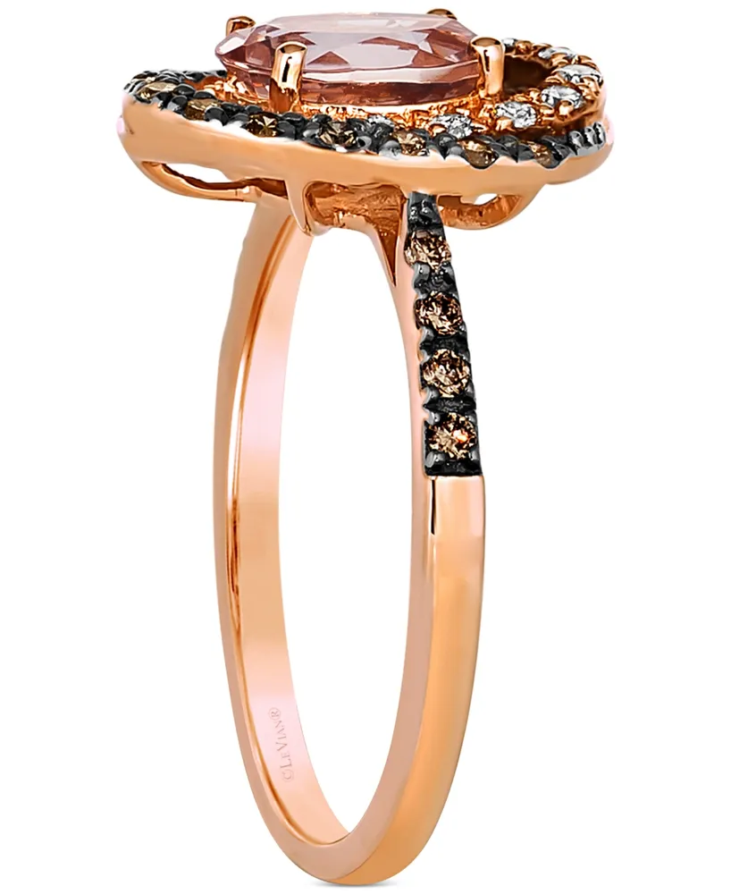Le Vian Peach Morganite (7/8 ct. t.w.) & Diamond (3/8 ct. t.w.) Halo Ring in 14k Rose Gold