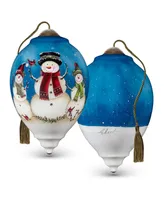 Ne'Qwa Art 7221112 Snowflakes, Friendship, and Winter Cheer Hand-Painted Blown Glass Ornament