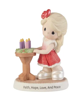 Precious Moments 221031 Wishing You Faith, Hope, Love, and Peace Bisque Porcelain Figurine