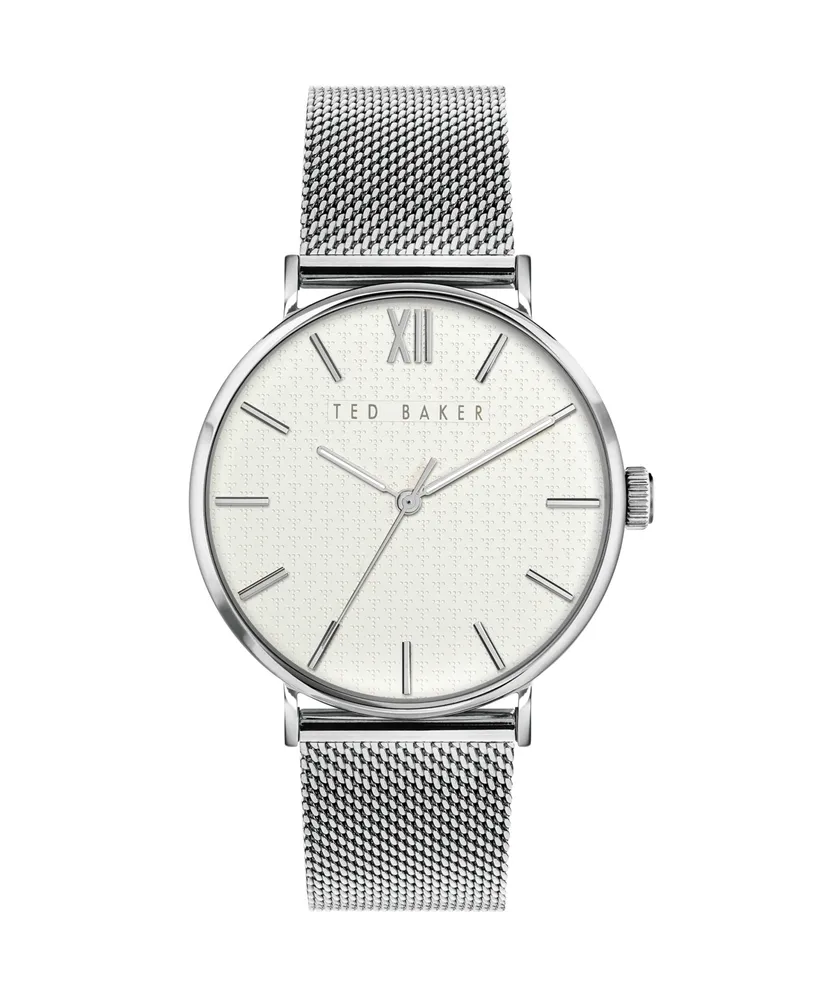 Ted Baker Men's Phylipa Silver-Tone Stainless Steel Mesh Watch 43mm