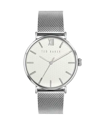 Ted Baker Men's Phylipa Silver-Tone Stainless Steel Mesh Watch 43mm - Silver