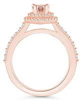 Macy's Morganite and Diamond Accent Halo Ring 14K Rose Gold