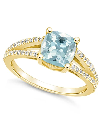Macy's Aquamarine and Diamond Accent Ring 14K Yellow Gold
