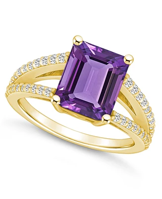 Macy's Amethyst and Diamond Accent Ring 14K Yellow Gold