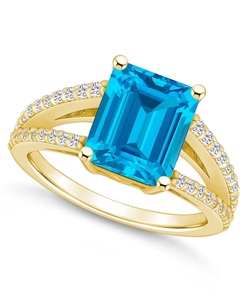 Macy's Blue Topaz and Diamond Accent Ring 14K Yellow Gold