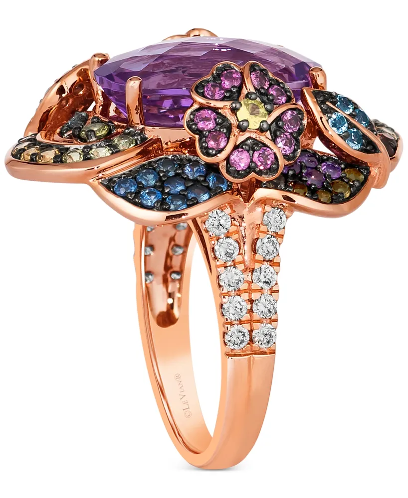Le Vian Crazy Collection Multi-Gemstone (7-7/8 ct. t.w.) & Nude Diamond (3/8 ct. t.w.) Statement Ring in 14k Rose Gold