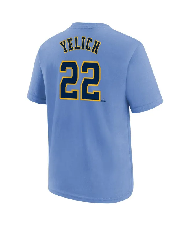 Youth Nike Christian Yelich Powder Blue Milwaukee Brewers 2022 City Connect  Name & Number T-Shirt