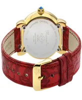 Gevril Women's Marsala Swiss Quartz Italian Red Leather Strap Watch 37mm