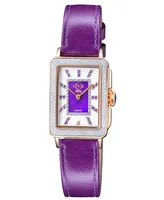 Gevril Women's Padova Gemstone Swiss Quartz Italian Wine Leather Strap Watch 30mm