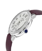 Gevril Women's Astor Swiss Quartz Burgundy Genuine Leather Strap Watch 40mm - Silver