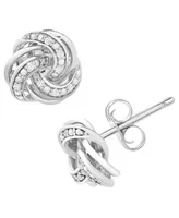 Diamond Love Knot Stud Earrings (1/10 ct. t.w.) in Sterling Silver