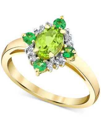 Multi-Gemstone (1-1/3 ct. tw ) & Diamond (1/10 ct. t.w. ) Ring in 10k Gold