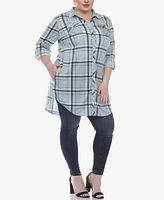 White Mark Plus Plaid Tunic Top