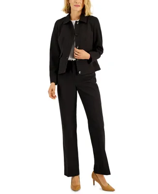 Le Suit Heathered Five-Button Jacket & Kate Pants, Regular and Petite Sizes