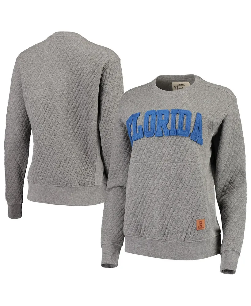 Women's Pressbox Heathered Gray Florida Gators Moose Applique Quilted Crewneck Sweatshirt