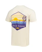Men's Cream Lsu Tigers Landscape Shield Comfort Colors T-shirt