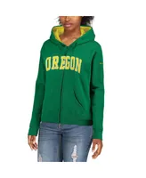 Women's Kelly Green Oregon Ducks Arched Name Full-Zip Hoodie