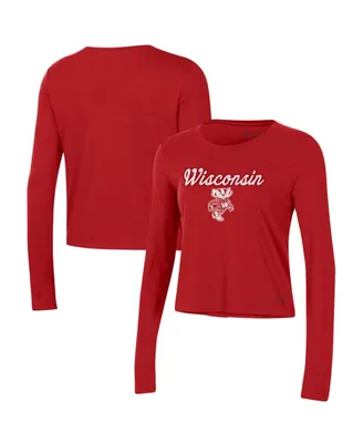 Women's Under Armour Red Wisconsin Badgers Vault Cropped Long Sleeve T-shirt