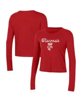 Women's Under Armour Red Wisconsin Badgers Vault Cropped Long Sleeve T-shirt