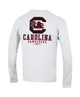 Men's Champion White South Carolina Gamecocks Team Stack 3-Hit Long Sleeve T-shirt