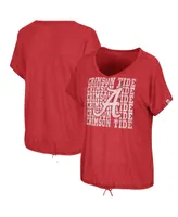 Women's Colosseum Heathered Crimson Alabama Crimson Tide Fifth Sense Drawcord V-Neck T-shirt