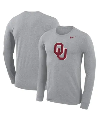 Men's Nike Heathered Gray Oklahoma Sooners School Logo Legend Performance Long Sleeve T-shirt