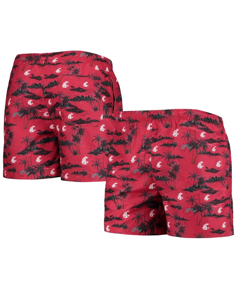 Men's Foco Crimson Washington State Cougars Island Palm Swim Trunks