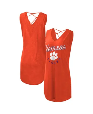 Women's G-iii 4Her by Carl Banks Orange Clemson Tigers Game Time Burnout Cover-Up V-Neck Dress