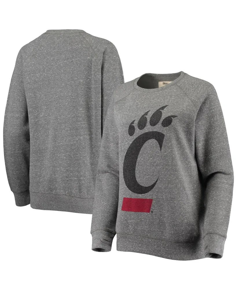 Women's Pressbox Heathered Gray Cincinnati Bearcats Big Logo Knobi Fleece Raglan Pullover Sweatshirt