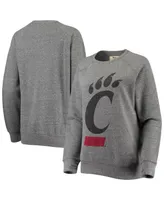 Women's Pressbox Heathered Gray Cincinnati Bearcats Big Logo Knobi Fleece Raglan Pullover Sweatshirt