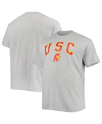 Men's Champion Heathered Gray Usc Trojans Big and Tall Arch Over Logo T-shirt