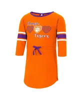 Toddler Girls Colosseum Heathered Orange Clemson Tigers Poppin Sleeve Stripe Dress