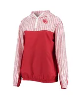 Women's ZooZatz Crimson Oklahoma Sooners Chevron Swishy Quarter-Zip Hoodie Jacket