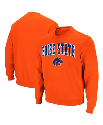 Men's Colosseum Orange Boise State Broncos Arch & Logo Tackle Twill Pullover Sweatshirt