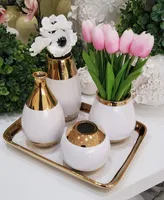 Round Bud Vase - White, Gold