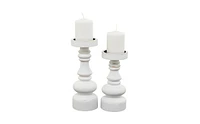 Wood Traditional 2 Piece Turned Style Candle Holder Set