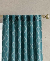 Jessica Simpson Lynee Textured Diamond Patterned Blackout Back-Tab Window Curtain Panel Pair with Tiebacks, 52" x 84"