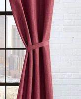 Lucky Brand Solana Thermal Woven Room Darkening Grommet Window Curtain Panel Pair with Tiebacks