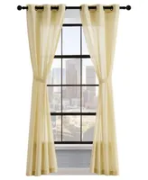 Lucky Brand Larkin Textured Light Filtering Grommet Window Curtain Panel Pair With Tiebacks Collection