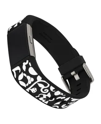 WITHit Black and White Premium Silicone Band Compatible with the Fitbit Charge 2