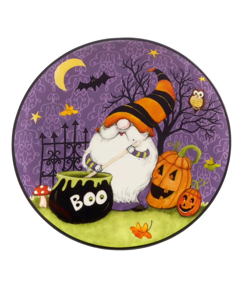 Halloween Gnomes Dessert Plate Set, 4 Pieces