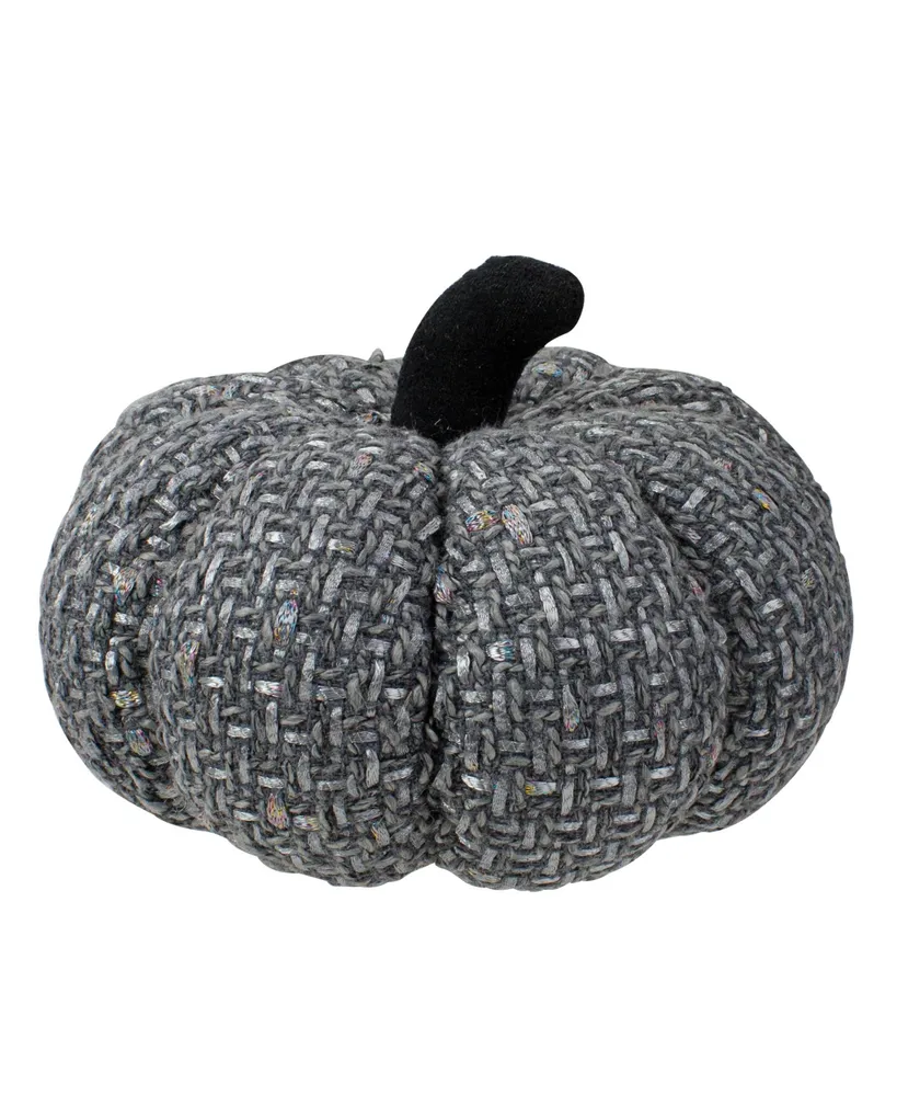 Knitted Fall Harvest Tabletop Pumpkin, 7.5" - Silver