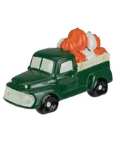 Led Lighted Ceramic Truck Hauling Pumpkins Autumn Harvest Decoration, 9.5"