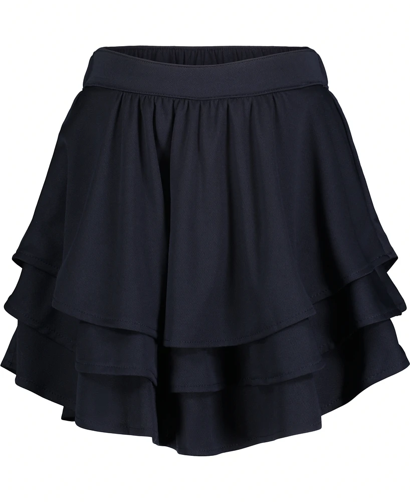 Nautica Big Girls Plus Size Uniform Pindot Mesh Ruffle Scooter Skorts