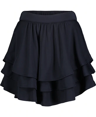 Nautica Big Girls Plus Size Uniform Pindot Mesh Ruffle Scooter Skorts
