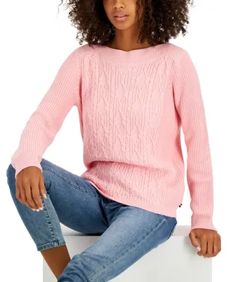Tommy Hilfiger Women's Boat-Neck Cable Knit Cate Sweater