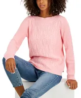 Tommy Hilfiger Women's Boat-Neck Cable Knit Cate Sweater