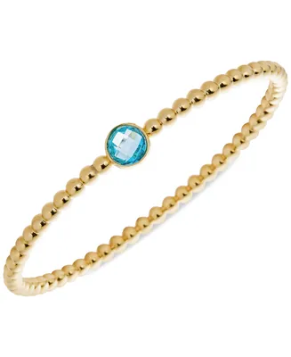 Swiss Blue Topaz Bead Bangle Bracelet (2-1/4 ct. t.w.) in 14k Gold-Plated Sterling Silver